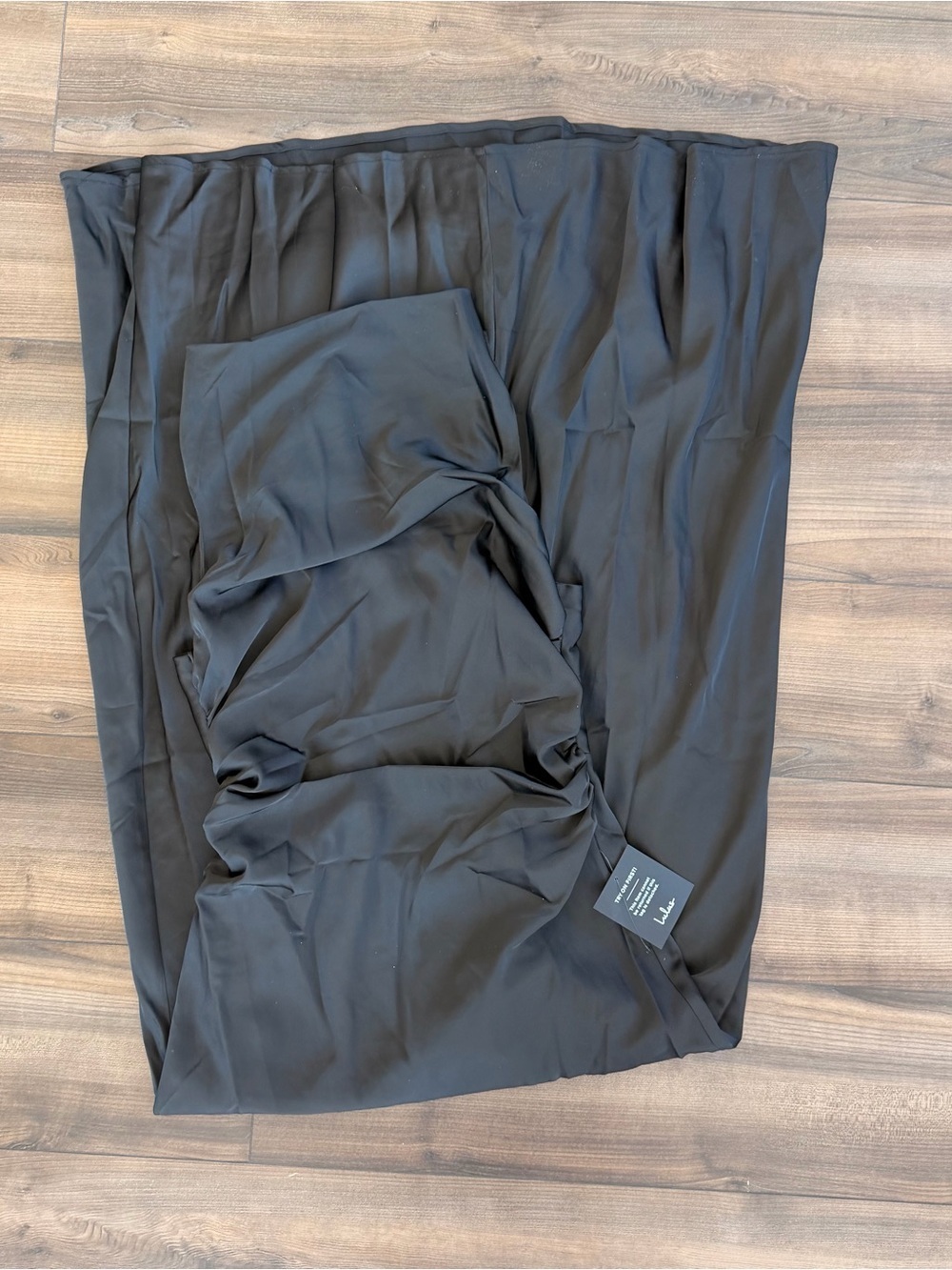 NWT Lulus Effortlessly Sensational Black Satin Backless Maxi Dress - Picture 3 of 6